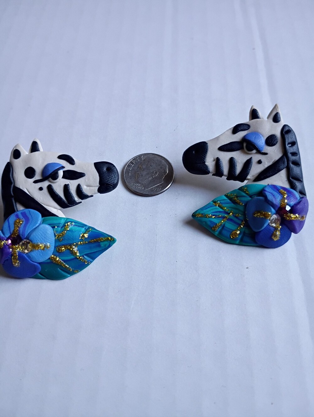 Funky Signed Vintage Zebra Earrings